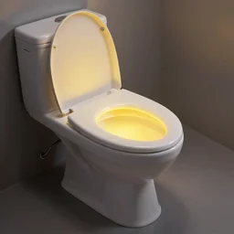 Professional Photography Of A Toilet With A Yellow Glow Coming Out Of It, Photorealistic, Extremely Detailed