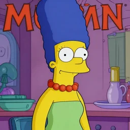 photo of marge from simpsons, marge by a - 1 pictures, by greg rutkowski, gil elvgren, glossy skin, pearlescent, anime, maxim magazine,