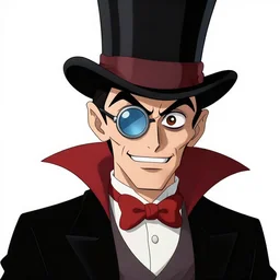 cartoon vampire look mister jack wearing high hat and monocle