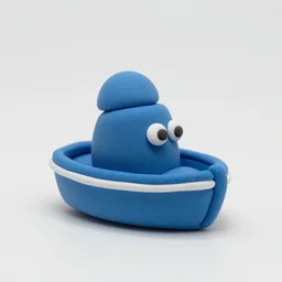 a lovable blue plasticine boat