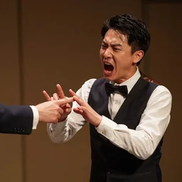 Puppet screams as he tries to cut off the hand controlling him