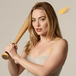 a portrait of a margot robbie holding a baseball bat, baroque art style, ethereal, high detail, renaissance painting
