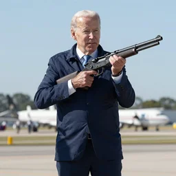 joe biden with a machine gun