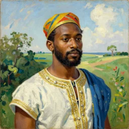 portrait of king of dahomey outside, 1905, brightly coloured oil on canvas, by ilya repin