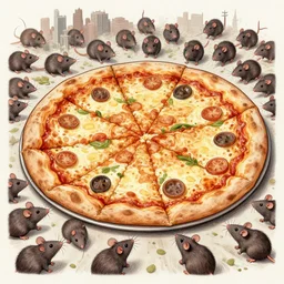 pizza city filled with rats, Ralph steadman