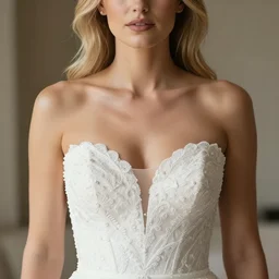 a close up portrait of a women, mid-twenties, blonde hair, wearing a Vera Wang wedding dress, the most beautiful day of her life