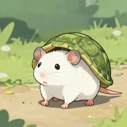 cute rat wearing a turtle shell