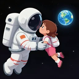 spaceman kissing spacegirl in space with earth in the distance, digital game splash screen promo art for zeptolabs, featured on artstation, senior artist at zeptolabs