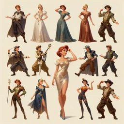 various disney characters, fullbody dynamic poses, fantasy, intricate, elegant, highly detailed, digital painting, artstation, concept art, matte, sharp focus, illustration, art by sinix and marco bucci