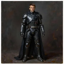 full body painting of Emmanuel Macron as dark consulate in Star Wars, mechanical, sharp focus, magic realism, trending on ArtStation, masterpiece, by Greg Rutkowski, Ross Tran, octane, soft render, oil on canvas