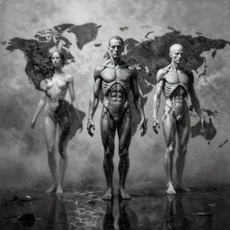 ultra realist soft painting of the world of Lovecraft, very intricate details, ultra dense fog, golden ratio, volumetric black and white lighting, reflections, refractions, symmetry accurate anatomy features, unreal render