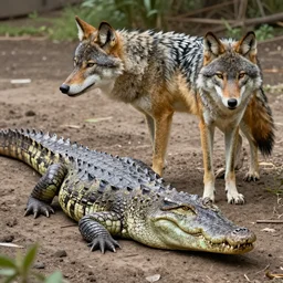 a crocodile wolf!!! hybrid! hyper realistic!! realistic lighting!! wildlife photographer of the year!!! bold natural colors, national geographic, hd, wide angle, 8 k