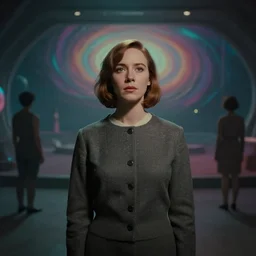 octavia spence in a 1 9 6 0 s retro virtual utopia, psychological thriller film, annie leibovitz portrait photography, psychedelic cosmic horror, horror, wes anderson scene, wes anderson cinematography, atmospheric haze, film still, 1 6 mm cinematography. james jean