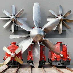a fan but each blade is a different type of train