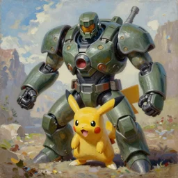 slowbro pokemon playing as master chief, oil on canvas, intricate, 8 k highly professionally detailed, hdr, cgsociety