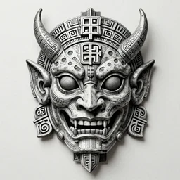 ancient biomechanical hybrid aztec fantasy human demon face mask tattoo pattern concept, teonanacatl glyph, intricate artwork by zdizslaw beksinski, artgerm, h. r. giger, very coherent artwork, cinematic, hyper realism, high detail, octane render, unreal engine, 8 k, high contrast, higly detailed black ink outline