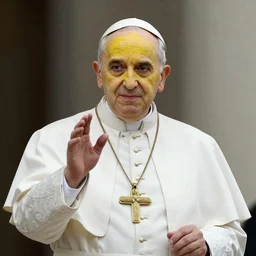 pope john paul 2 with a yellow face