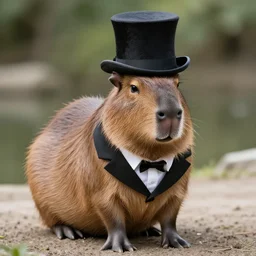 Award Winning Photo Of A Capybara With A Tophat And A Suit, 4K, Photorealistic