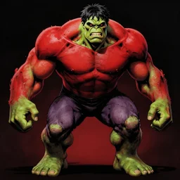 zombie incredible hulk, in the style of beksinski, red, black, vibrant, chiaroscuro, high detail, perfect artwork, clean lines