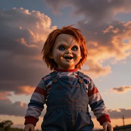 sunset clouds looking like screaming chucky doll