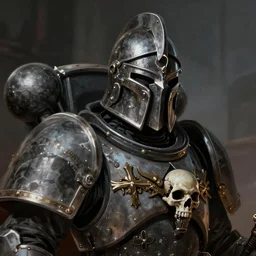 close portrait of warhammer inquisitor, magic the gathering art, skull, imperial, miltary, helmet, by greg rutkowski