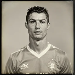 cristiano ronaldo mugshot, daguerrotype, early film stock, 1 8 0 0 s, vintage
