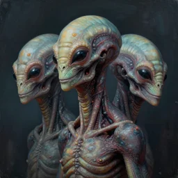 extraterrestrial portrait, three quarter view, gills, reptile, futuristic, dramatic lighting, painted by andreas rocha