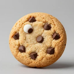 close up studio photograph of a pigeon chocolate chip cookie chimera