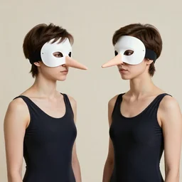1970 twin women on tv show wearing a mask with a long prosthetic nose and nostril, wearing a leotard on the hillside 1970 color archival footage color film 16mm holding a hand puppet Fellini Almodovar John Waters Russ Meyer Doris Wishman