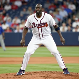 shaquille o'neal playing center field for the atlanta braves