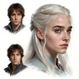 daenerys targaryen, face study, character sheet, concept design, contrast, kim jung gi, greg rutkowski, zabrocki, karlkka, jayison devadas, trending on artstation, 8 k, ultra wide angle, pincushion lens effect