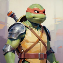 greg manchess portrait painting of armored donatello of tmnt as overwatch character, medium shot, asymmetrical, profile picture, organic painting, sunny day, matte painting, bold shapes, hard edges, street art, trending on artstation, by huang guangjian and gil elvgren and sachin teng