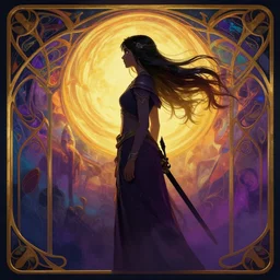 side profile centered portrait, maya ali, wind sorcerer, gloomhaven, matte painting concept art, beautifully backlit, official fanart, art nouveau ripple background, gaudy colours, by jesper ejsing and rhads, makoto shinkai, lois van baarle, ilya kuvshinov, rossdraws, cushart krentz, gilleard james