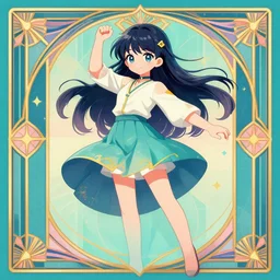 ( ( dither ) ), editorial illustration portrait of a cute anime girl, dynamic pose, modern art deco, colorful, ( ( mads berg ) ), christopher balaskas, victo ngai, grainy texture, detailed, dynamic composition, wide angle, moebius, volumetric, kyoani, yoshinari yoh, otonashi kyouko