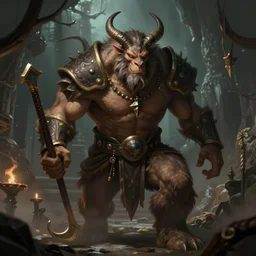 Dungeon guardian Minotaur art by Donato Giancola and Bayard Wu, digital art, trending on artstation