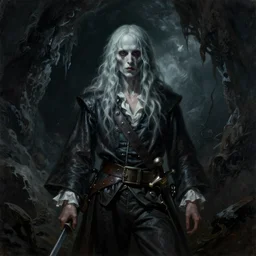 ultra realistic color portrait painting of an ghostly 1 7 th century pirate with a sword in a grotto, dark, painted, brooding, atmospheric, seascape, lovecraft, horror, smooth, epic, highly detailed, cinematic, by angus mcbride