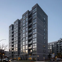 an apartment building at 5am