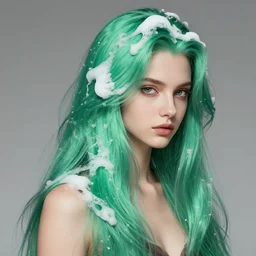 nami long sea foam green hair, digital art from artstation by artgerm and william adolphe bouguereau