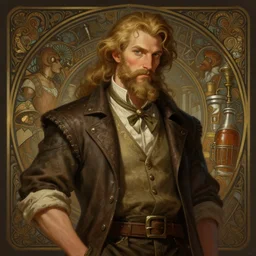 bard in a brewery wearing informal clothing, deep focus, d & d, fantasy, intricate, elegant, highly detailed, digital painting, artstation, concept art, matte, sharp focus, illustration, hearthstone, art by artgerm and greg rutkowski and alphonse mucha
