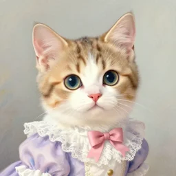baroque rococo pastel adorable kitten Greg Hildebrandt Lisa frank portrait