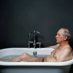 a photography of an old men in a bath tub, silent hill atmosphere, sharp focus, dramatic, dramatic lighting, elegant, harmony, masterpiece, by jenny saville, by ben aronson, by lucian freud, by riccardo federici, by james jean, by craig mullins, by jeremy mann, by krenz cushart, by huang guangjian, by gil elvgren, illustration, ink draw, pen