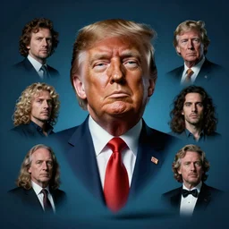 color photograph, individual head of! donald trump! on the individual torso of!!! baron harkonnen!!!, floating, in various styles by alejandro jodorowsky, 2 4 mm wide angle lens, cinematic lighting