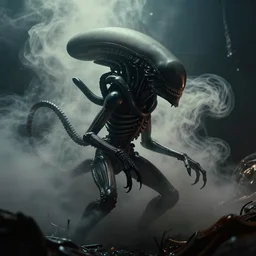 a ultra realistic hyper realistic underexposed film photograph of a xenomorph volumetric fog