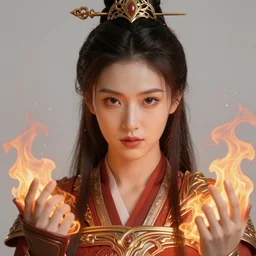 inca woman warrior, finely detailed perfect face, exquisite details, fire magic, mid view, design on a white background, by studio muti, greg rutkowski makoto shinkai takashi takeuchi studio ghibli