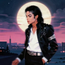 motion blurred Michael Jackson Album cover in vaporwave feel