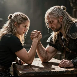 Geralt arm wrestling Yennifer