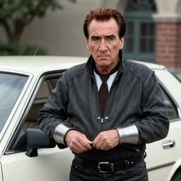 detailed ultrarealistic medium shot photography of old nicholas cage as knight rider 1 9 8 2 cinematic