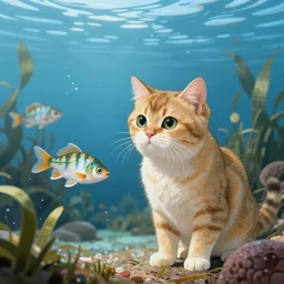 a cat and a fish