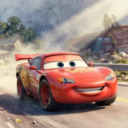 mater from the Pixar movie cars in the style of william blake watercolor