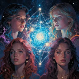 echoed dreams experiencing the quantum field, elevated consciousness, beautiful astrological neural network, matte painting comic book art, realistic, trending on artstation, sharp focus, depth of field, cinematic composition, physics colors splash